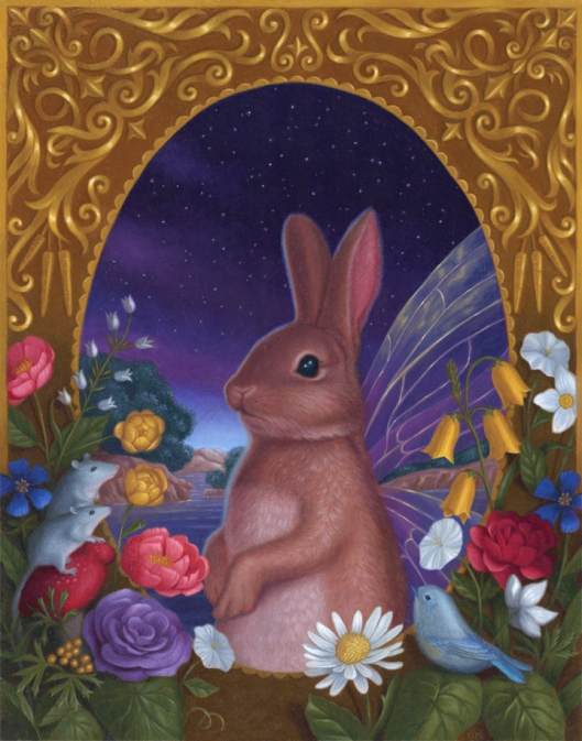 "Fairy Bunny Eve." (Oil on Panel, 11" x 14")
